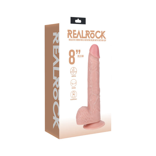 RealRock 8 in. Vibrating and Rotating Cock with Balls – Beige