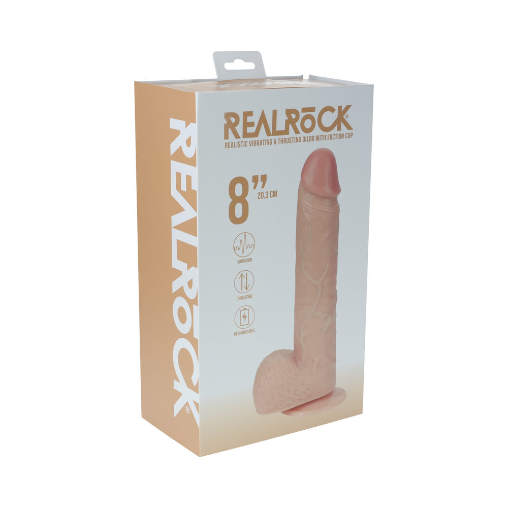 RealRock 8 in. Vibrating and Thrusting Cock with Balls - Beige