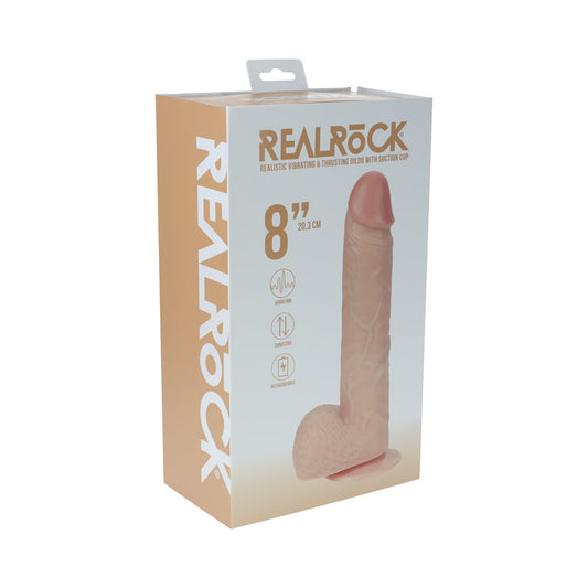 RealRock 8 in. Vibrating and Thrusting Cock with Balls - Beige