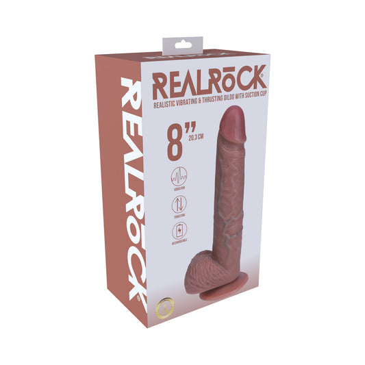 RealRock 8 in. Vibrating and Thrusting Cock with Balls – Tan