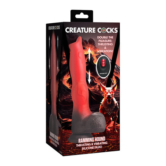 Creature Cocks Canine Thrusting & Vibrating Silicone Dildo with Remote Control – Red