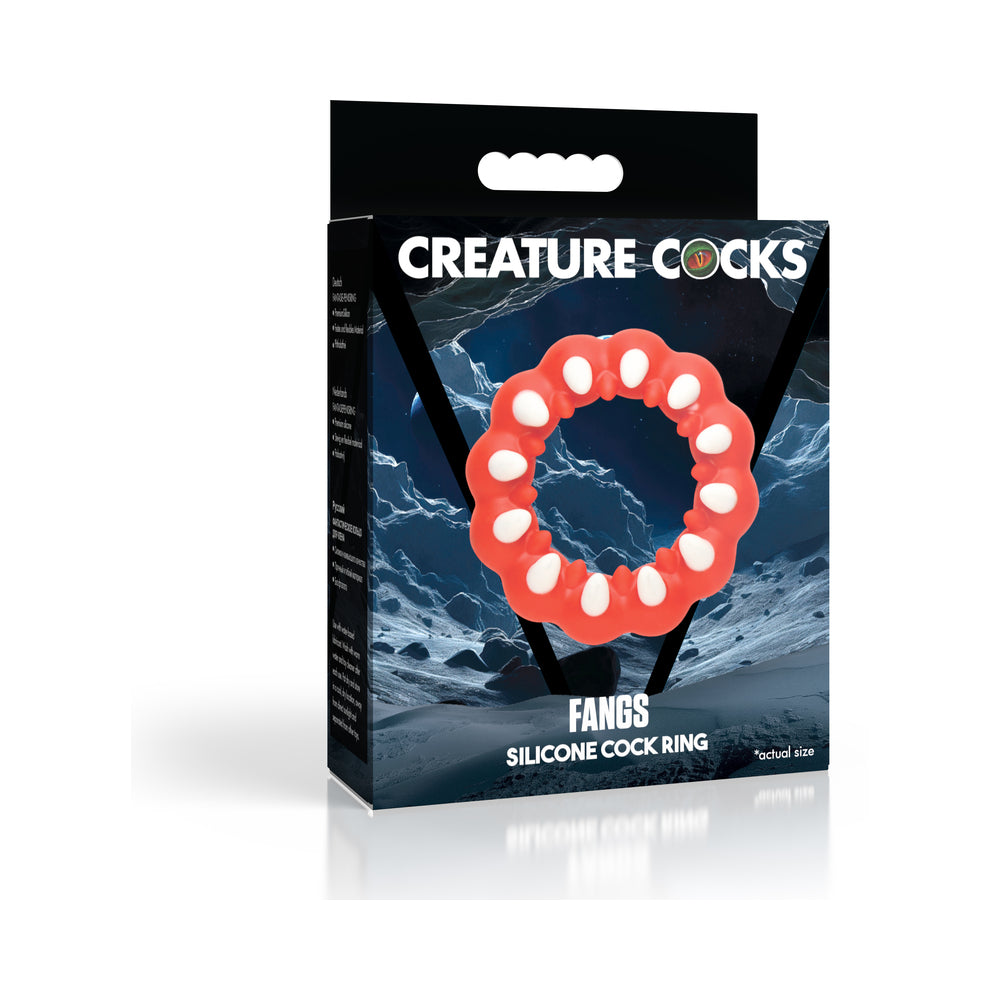 Creature Cocks Fangs Silicone Cock Ring – Red, Textured for Enhanced Sensation