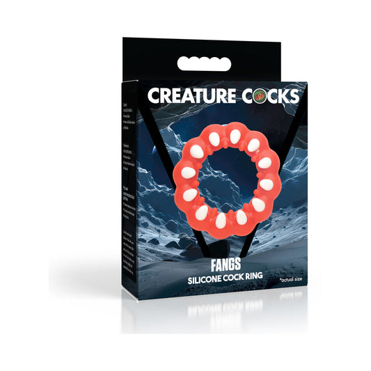 Creature Cocks Fangs Silicone Cock Ring – Red, Textured for Enhanced Sensation