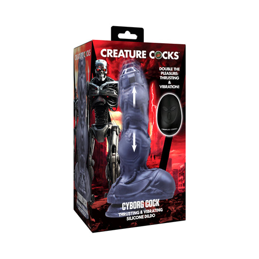 Creature Cocks Cyborg Thrusting Silicone Dildo – Silver