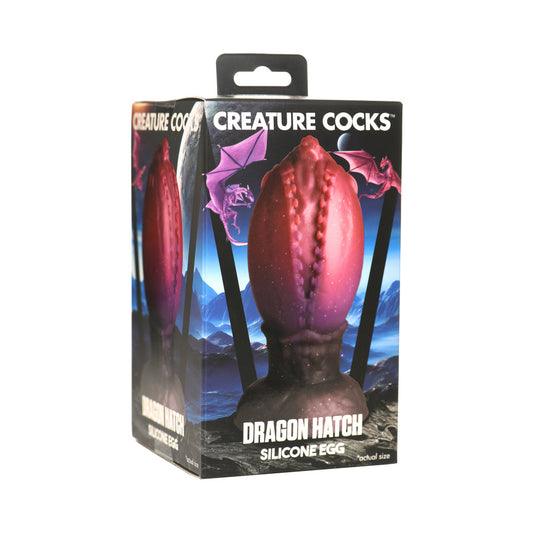 Creature Cocks Dragon Hatch Large Silicone Egg – Dark Red and Brown