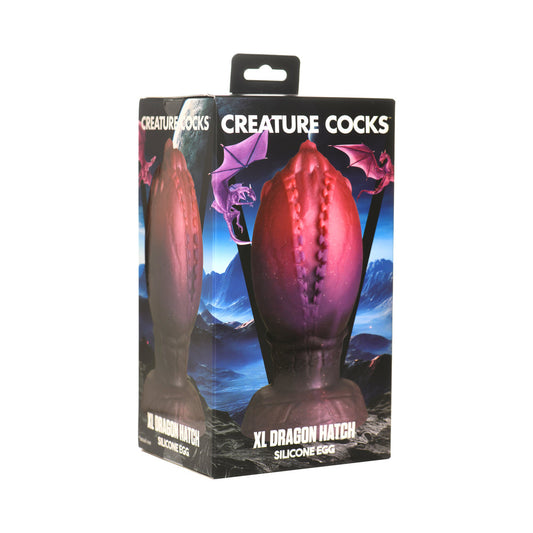 Creature Cocks Dragon Hatch Silicone Egg X-Large – Dark Red and Brown