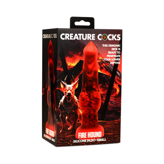 Creature Cocks Fire Hound Silicone Dildo S - Red with Suction Cup Base