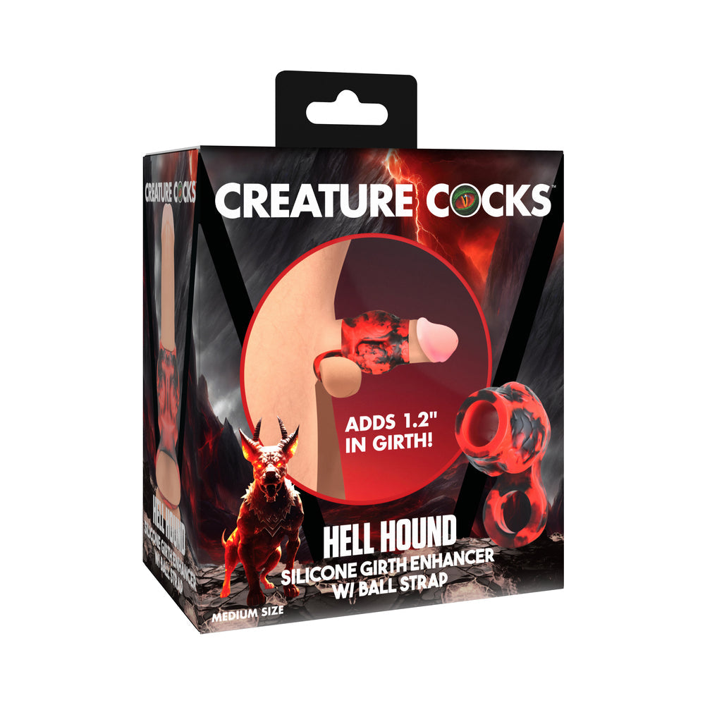 Creature Cocks Hell Hound Silicone Girth Enhancer with Ball Strap – Red