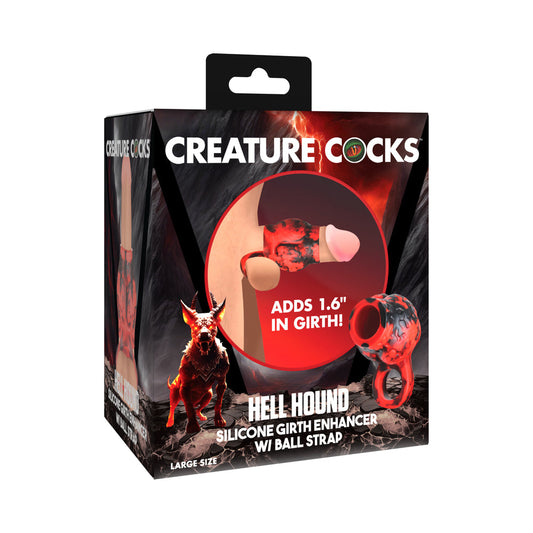 Creature Cocks Hell Hound Silicone Girth Enhancer with Ball Strap - Red