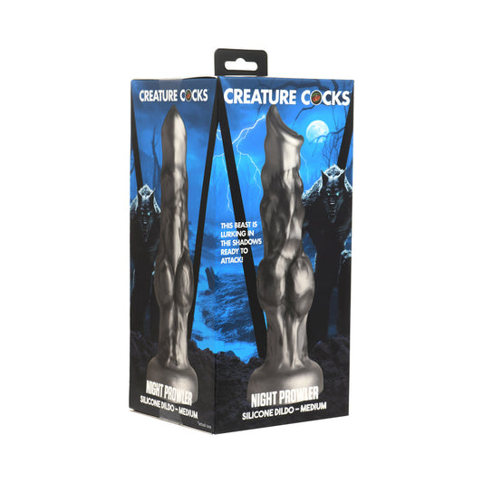 Creature Cocks Night Prowler Silicone Dildo – Silver and Smoky Black