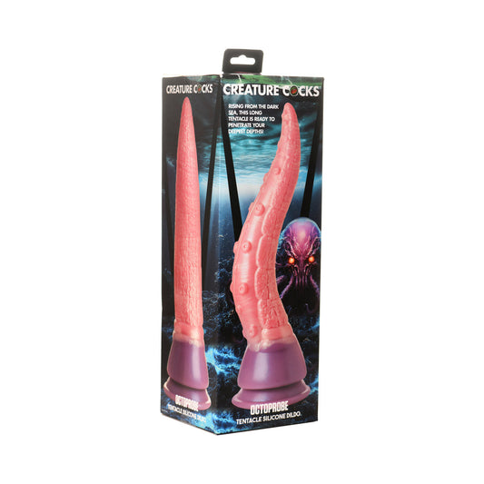 Creature Cocks Octoprobe Tentacle Silicone Dildo – Pink – Textured with Suction Cup Base