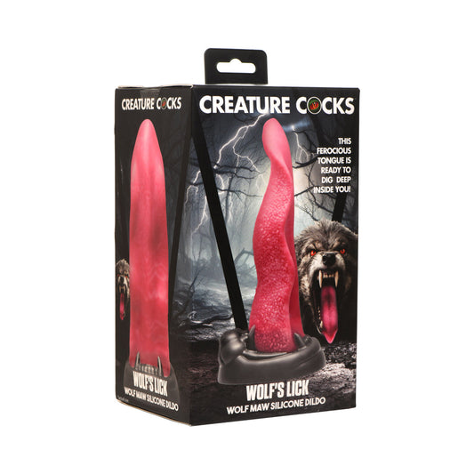 Creature Cocks Wolf's Lick Silicone Dildo with Suction Cup Base – Hot Pink
