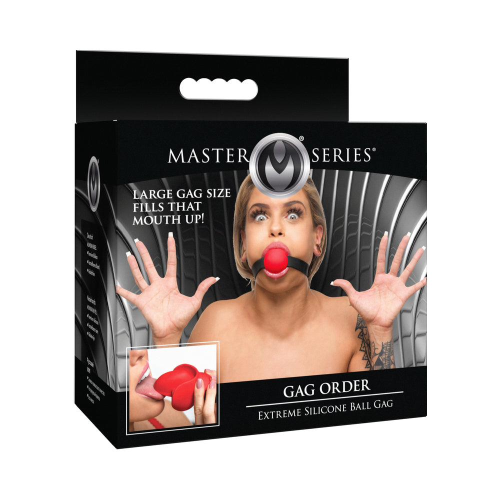 Master Series Extreme Silicone Gag with Locking Strap – Red