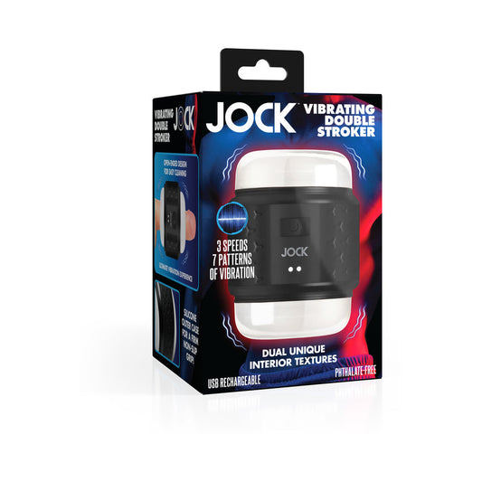 JOCK Vibrating Double Stroker – Adjustable Tightness Male Masturbator – Black