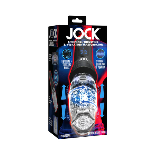 JOCK Spinning Thrusting & Vibrating Masturbator - Clear