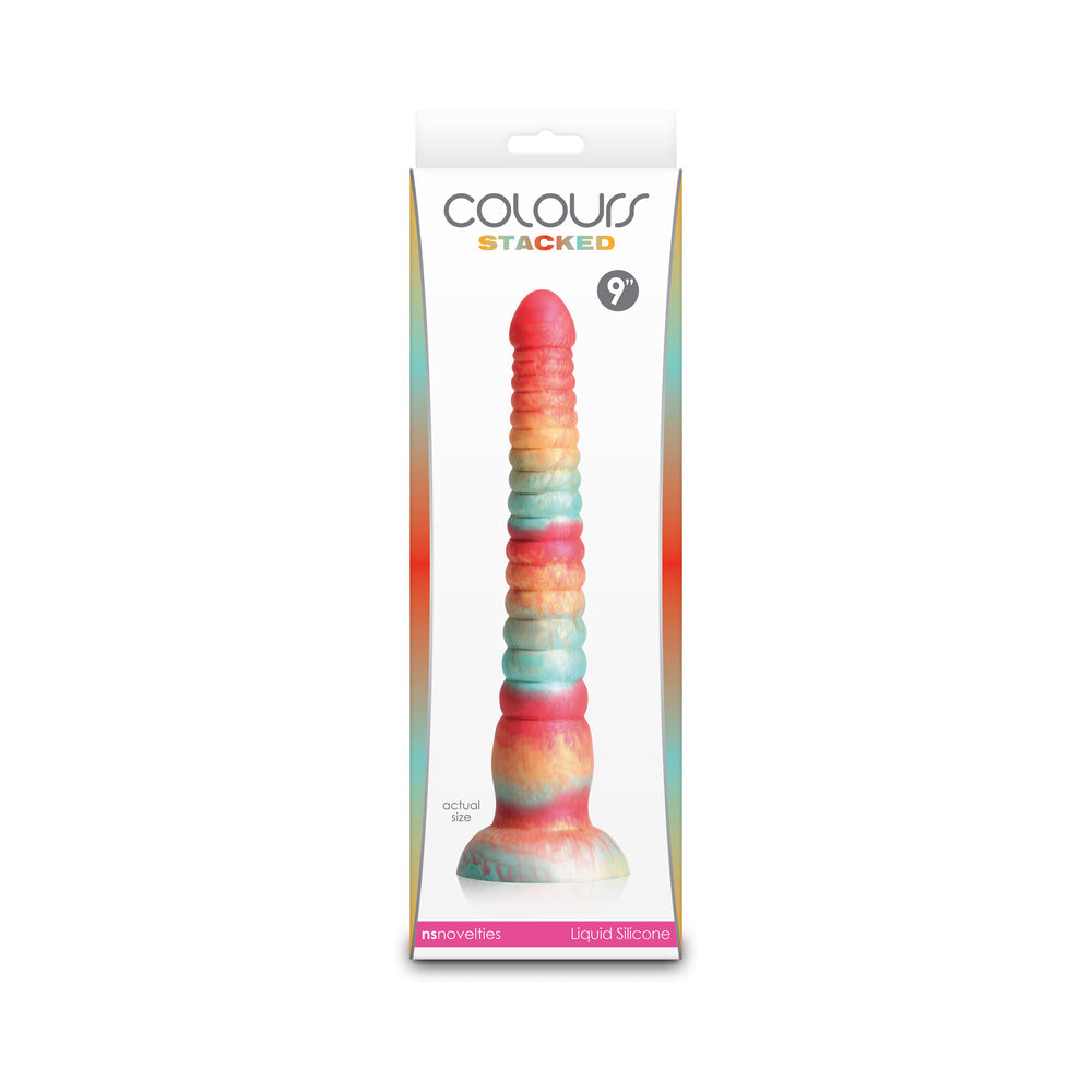 NS Novelties Colours Stacked 9 in. Dildo – Multi-Color, Liquid Silicone