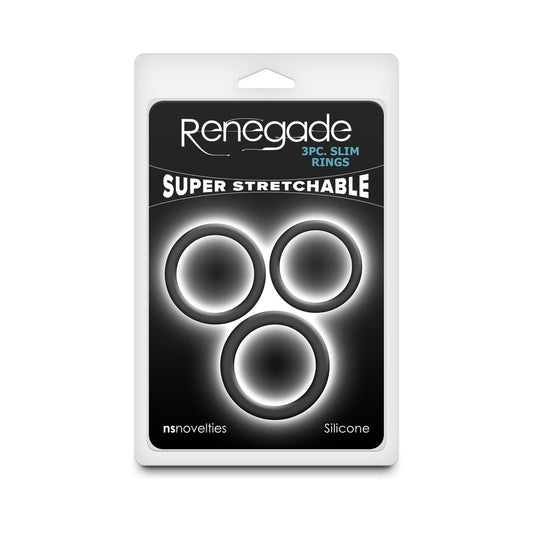 Renegade 3-Piece Slim Rings - Silicone Cock Rings - Black