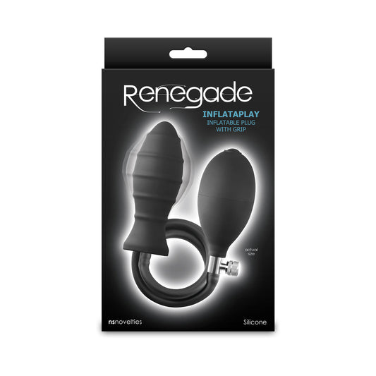 Renegade InflataPlay Inflatable Anal Plug with Grip – Black