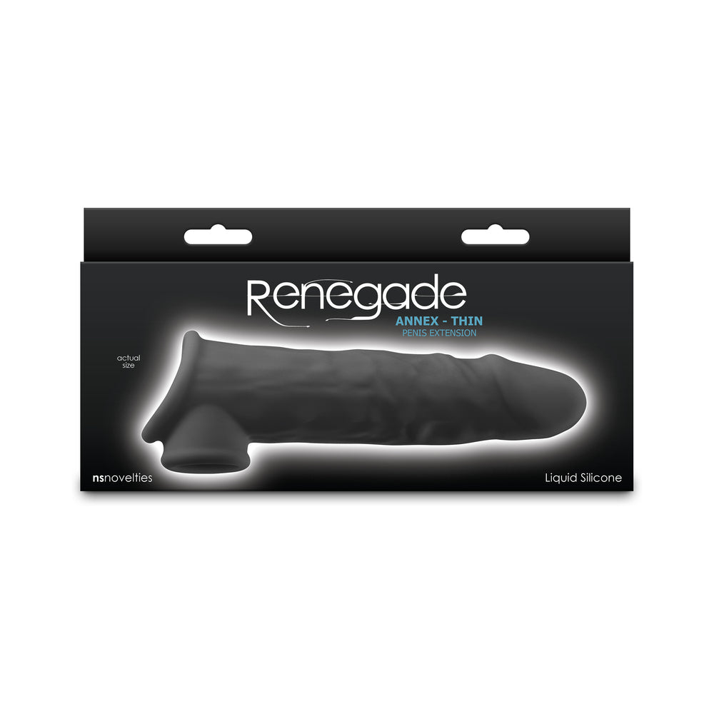 Renegade Annex Thin Penis Extension – Black – Realistic Liquid Silicone Sleeve