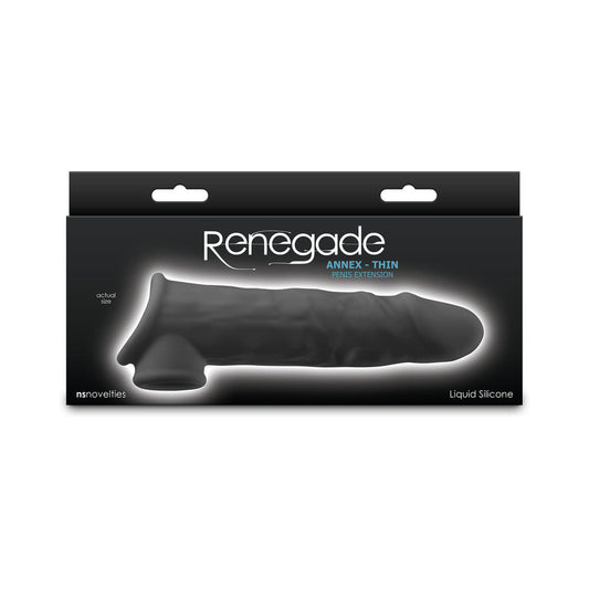 Renegade Annex Thin Penis Extension – Black – Realistic Liquid Silicone Sleeve