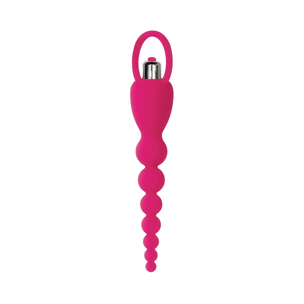 Adam & Eve Booty Bliss Vibrating Beads – Hot Pink – Anal Beads with Vibrating Bullet