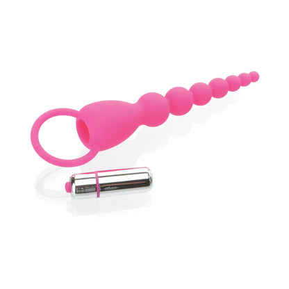 Adam & Eve Booty Bliss Vibrating Beads – Hot Pink – Anal Beads with Vibrating Bullet