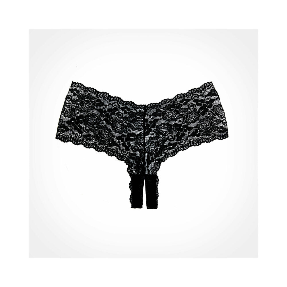 Allure Adore Candy Apple Panty – Crotchless Lace Booty Short – Black