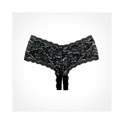 Allure Adore Candy Apple Panty – Crotchless Lace Booty Short – Black