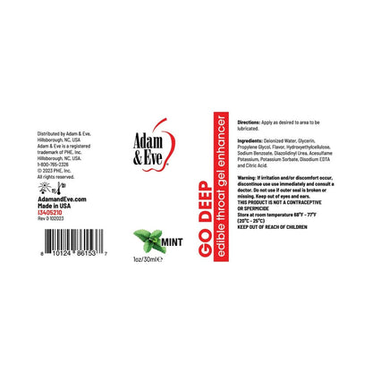 Adam & Eve Go Deep Edible Throat Gel Enhancer – Mint – 1 oz