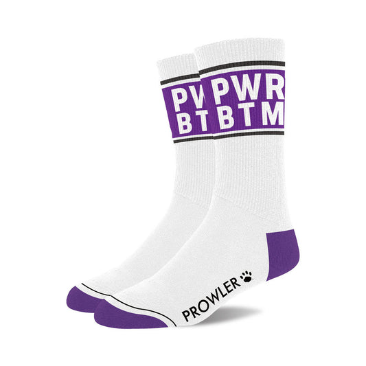 Prowler Power BTM Socks – Classic Basketball Style – White with Purple Accents