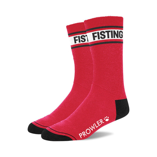 Prowler RED Fisting Socks – Red Cotton Blend Socks with Fisting Print