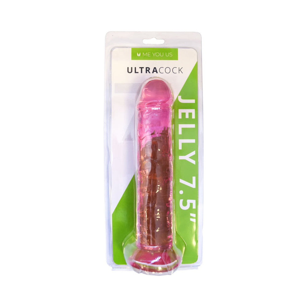 Me You Us Ultracock 7.5 in. Pink Jelly Dong for Vaginal and Anal Use
