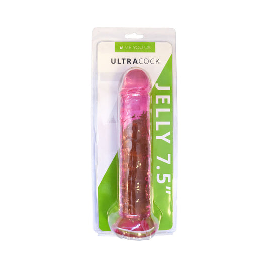 Me You Us Ultracock 7.5 in. Pink Jelly Dong for Vaginal and Anal Use