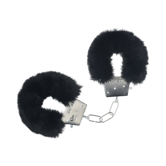 Ouch! Classic Fluffy Handcuffs – Black – Secure Locking Mechanism