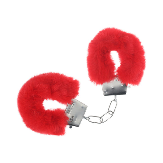 Ouch! Classic Fluffy Handcuffs – Red – Secure Locking Mechanism
