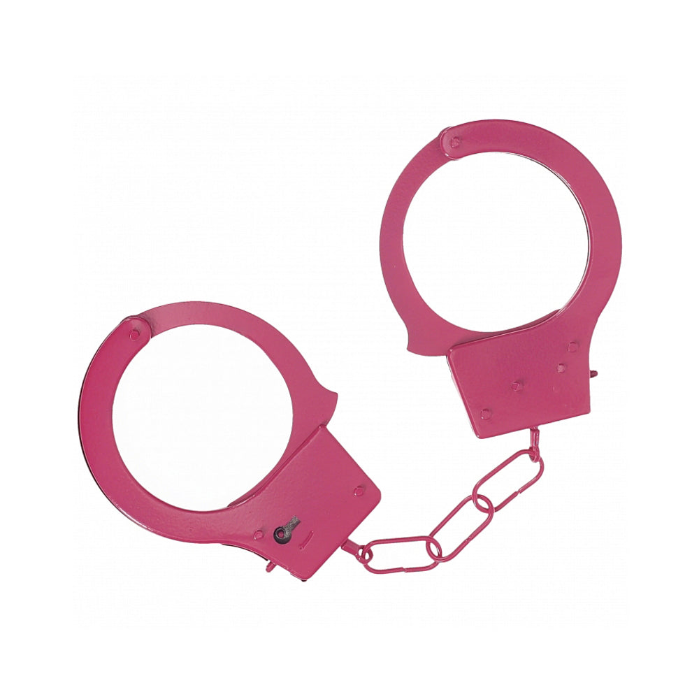 Ouch! Classic Metal Handcuffs – Hot Pink, Secure Locking Mechanism