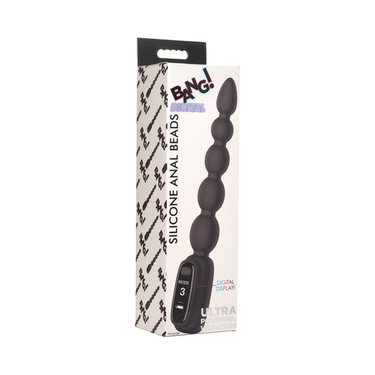 BANG! Digital Silicone Anal Beads – Graduated Vibration – Black