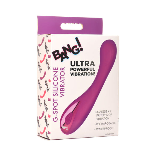 BANG! G-Spot Silicone Vibrator – Purple – Waterproof with 3 Speeds and 7 Patterns