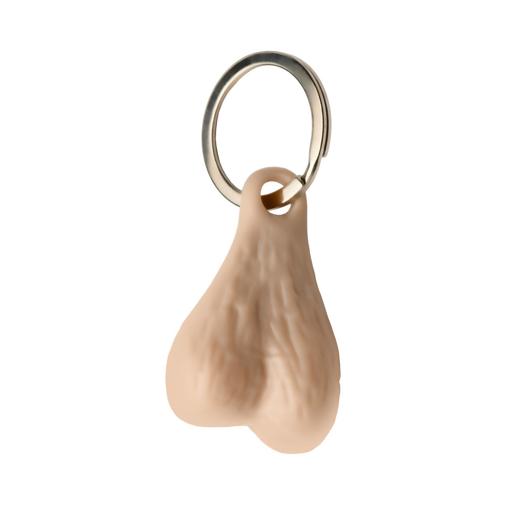 XR Brands Big Ballers Nuts Keychain Light - Durable Plastic Keychain - Vanilla/Ivory/Beige