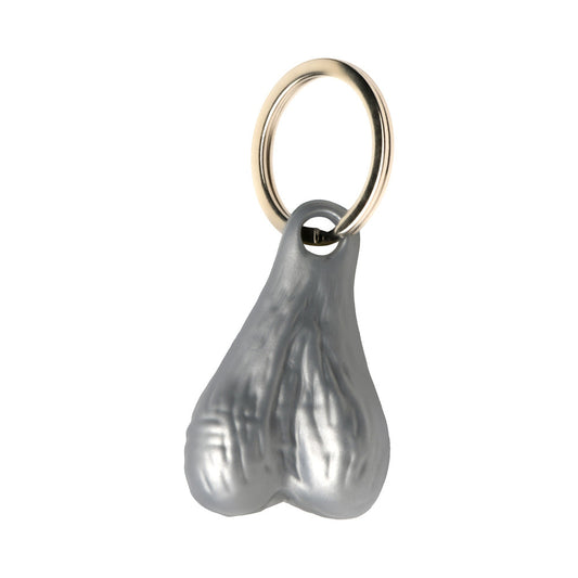XR Brands Big Ballers Nuts Keychain – Silver – Durable Plastic with Metal Ring