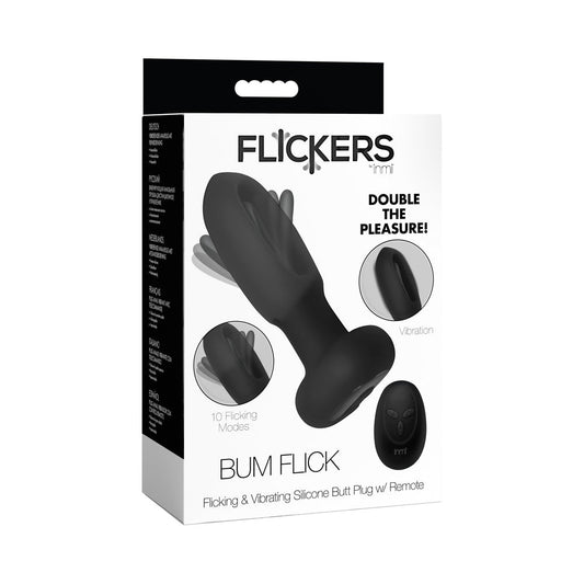 Flickers Bum Flick Silicone Butt Plug with Remote – Black