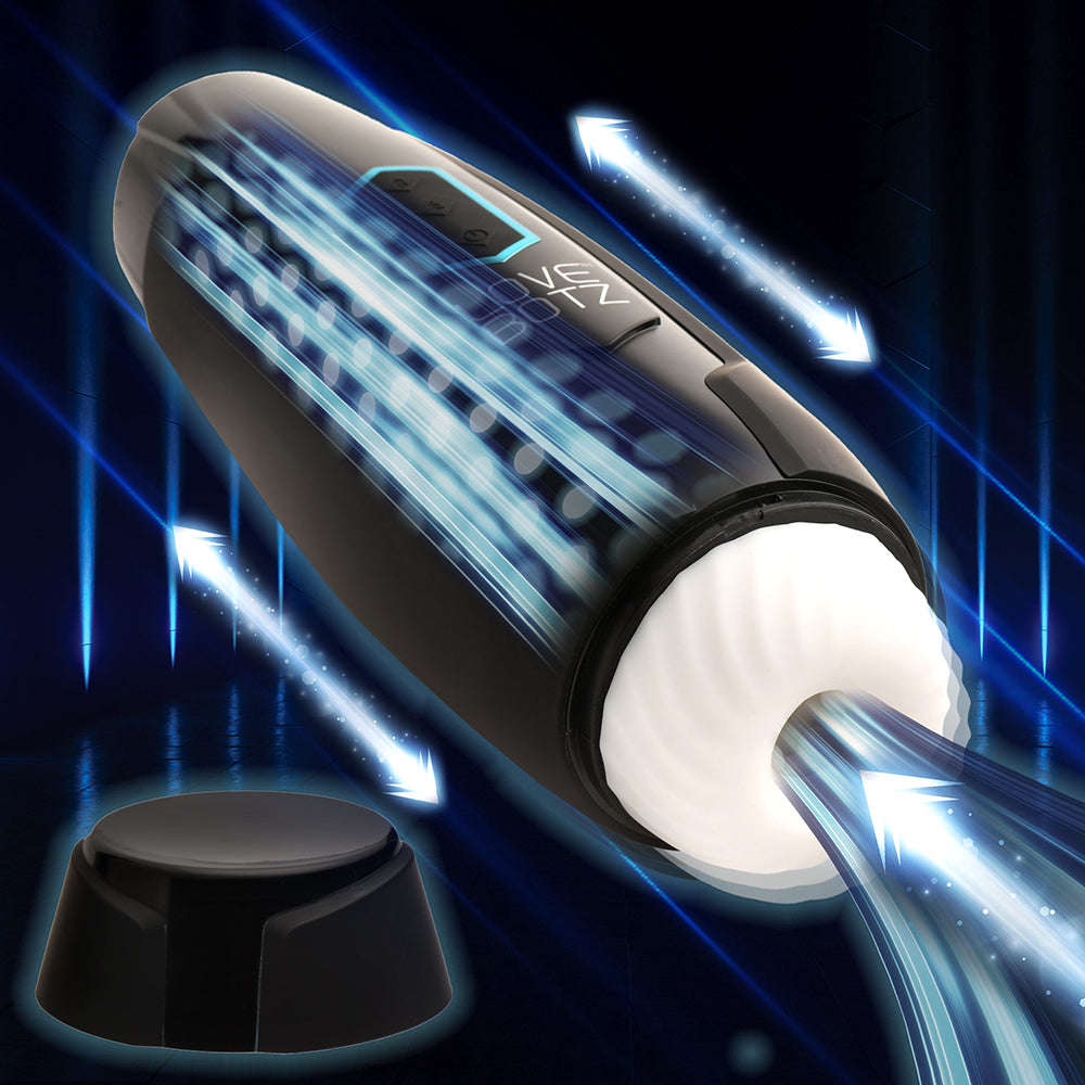 LoveBotz The Milker Max Thrusting & Vibrating Masturbator – Black