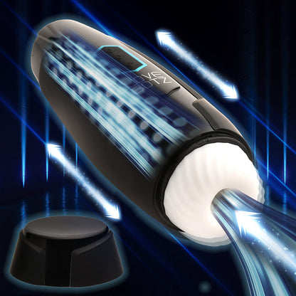 LoveBotz The Milker Max Thrusting & Vibrating Masturbator – Black