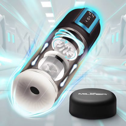 XR Brands Roto-Stroke Thrusting & Rotating Masturbator – Black