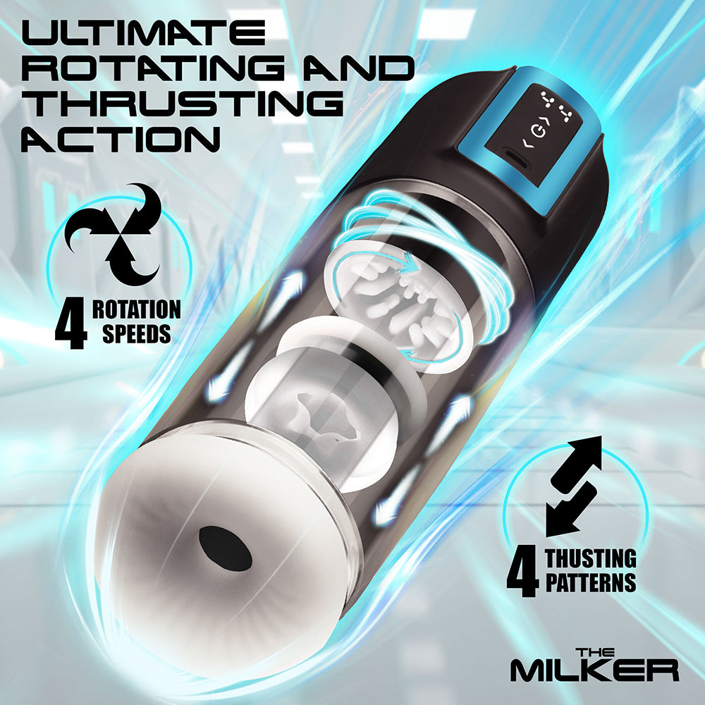XR Brands Roto-Stroke Thrusting & Rotating Masturbator – Black