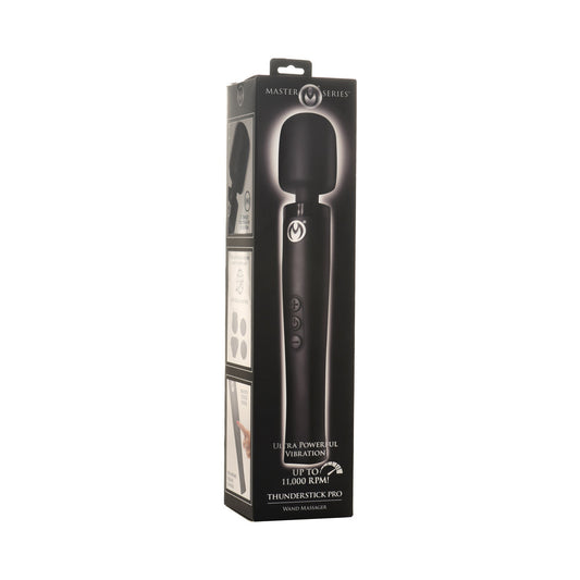 Master Series Thunderstick Pro Wand Massager – Black – Flexible Neck, Waterproof