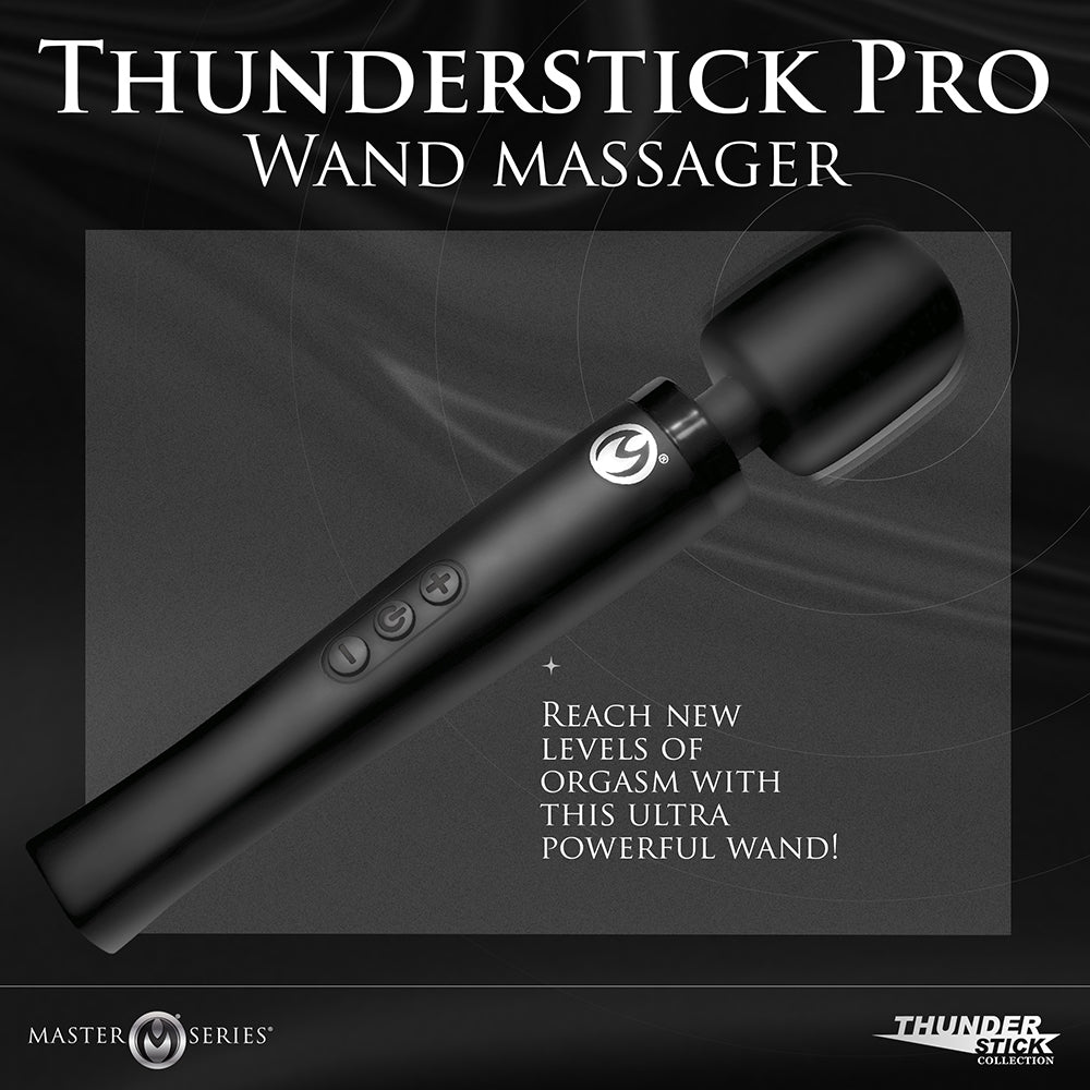 Master Series Thunderstick Pro Wand Massager – Black – Flexible Neck, Waterproof