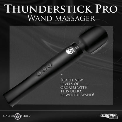Master Series Thunderstick Pro Wand Massager – Black – Flexible Neck, Waterproof