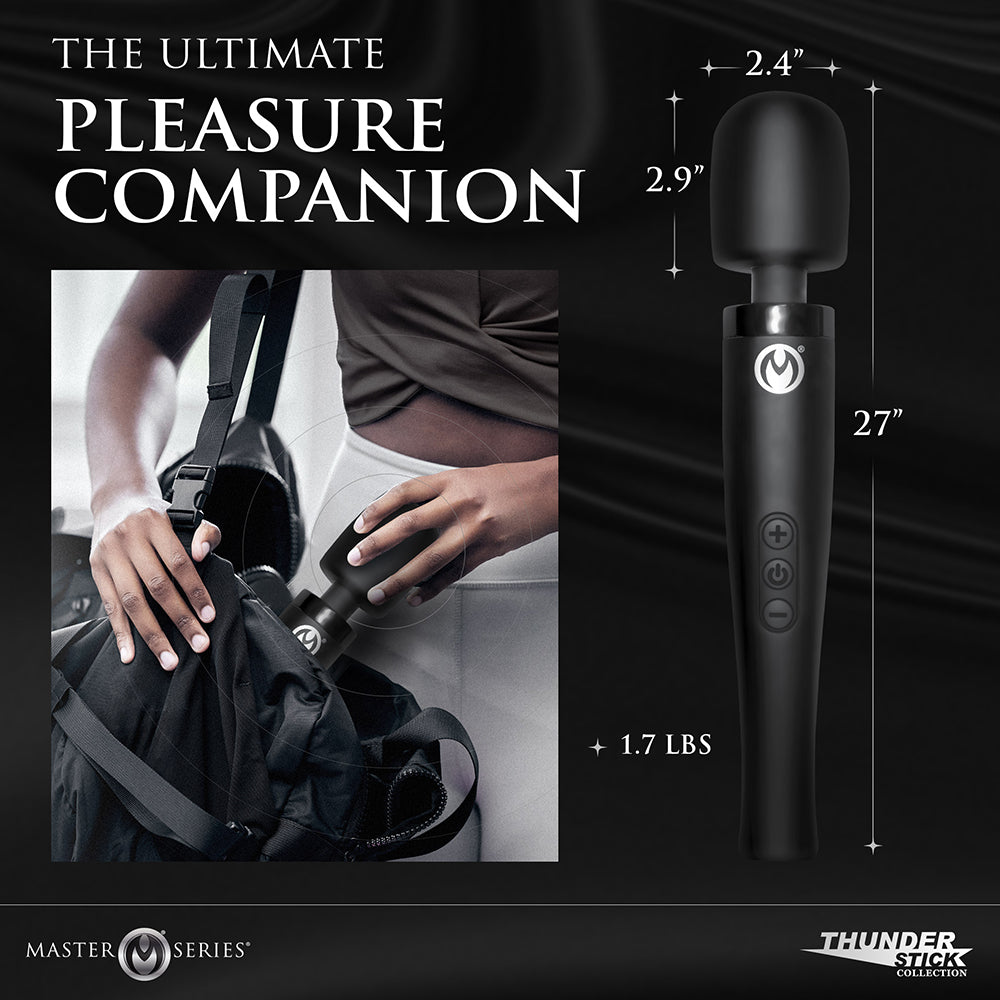 Master Series Thunderstick Pro Wand Massager – Black – Flexible Neck, Waterproof