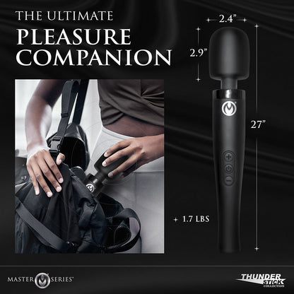 Master Series Thunderstick Pro Wand Massager – Black – Flexible Neck, Waterproof
